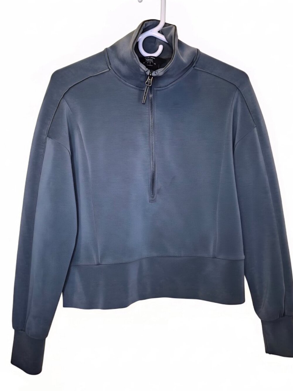 Member's Mark Sandwash Half Zip Pullover Crop Sweatshirt Sage Green Size Small